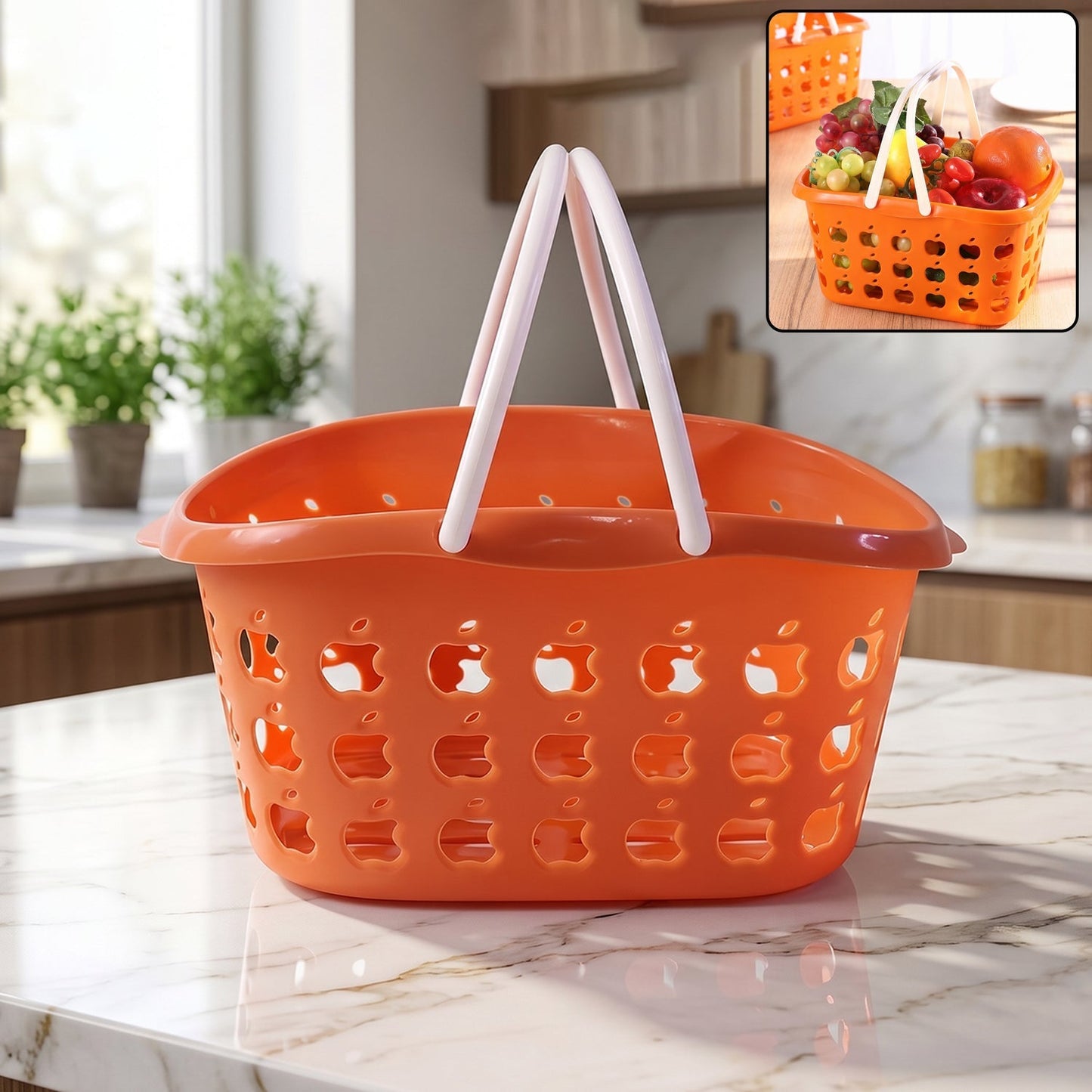 Basket filled with fruits and vegetables for shopping