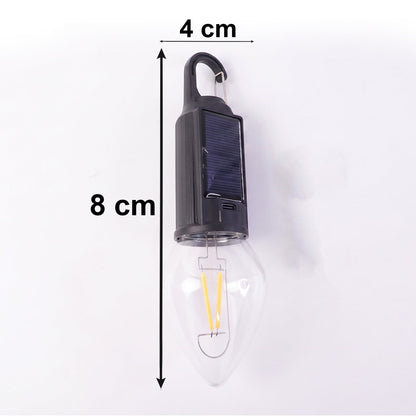 Solar rechargeable camping lantern on white background
