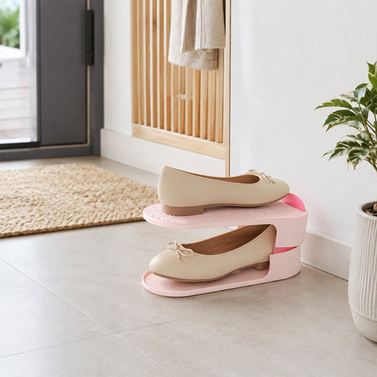 Portable adjustable shoe storage rack ideal for home organization