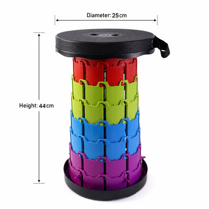 Size guide and dimensions for the portable telescopic stool