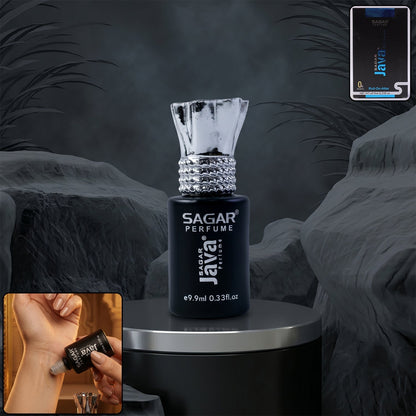 Java roll on attar perfume oil in black and silver bottle