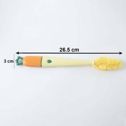 Size guide for bottle cleaning brush, showing length and diameter.