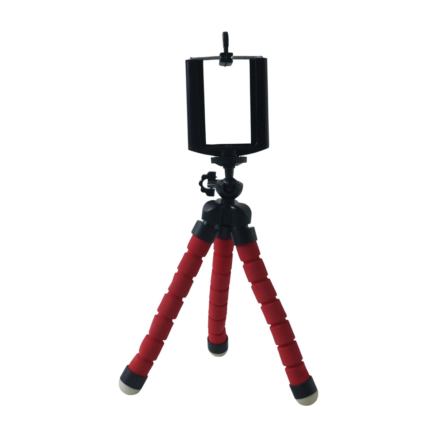 White mini tripod stand on a plain background for mobile use