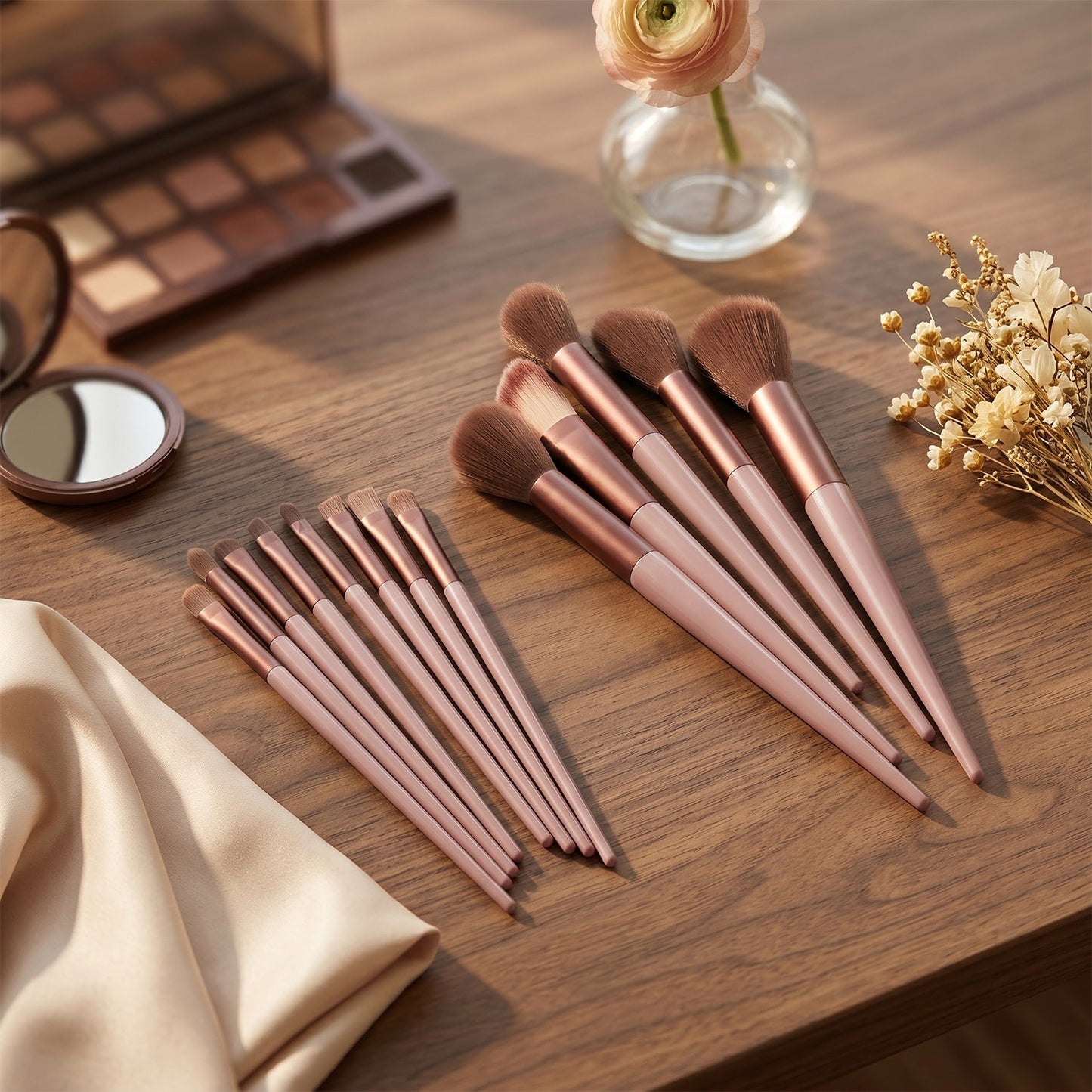 Makeup brush set white bg